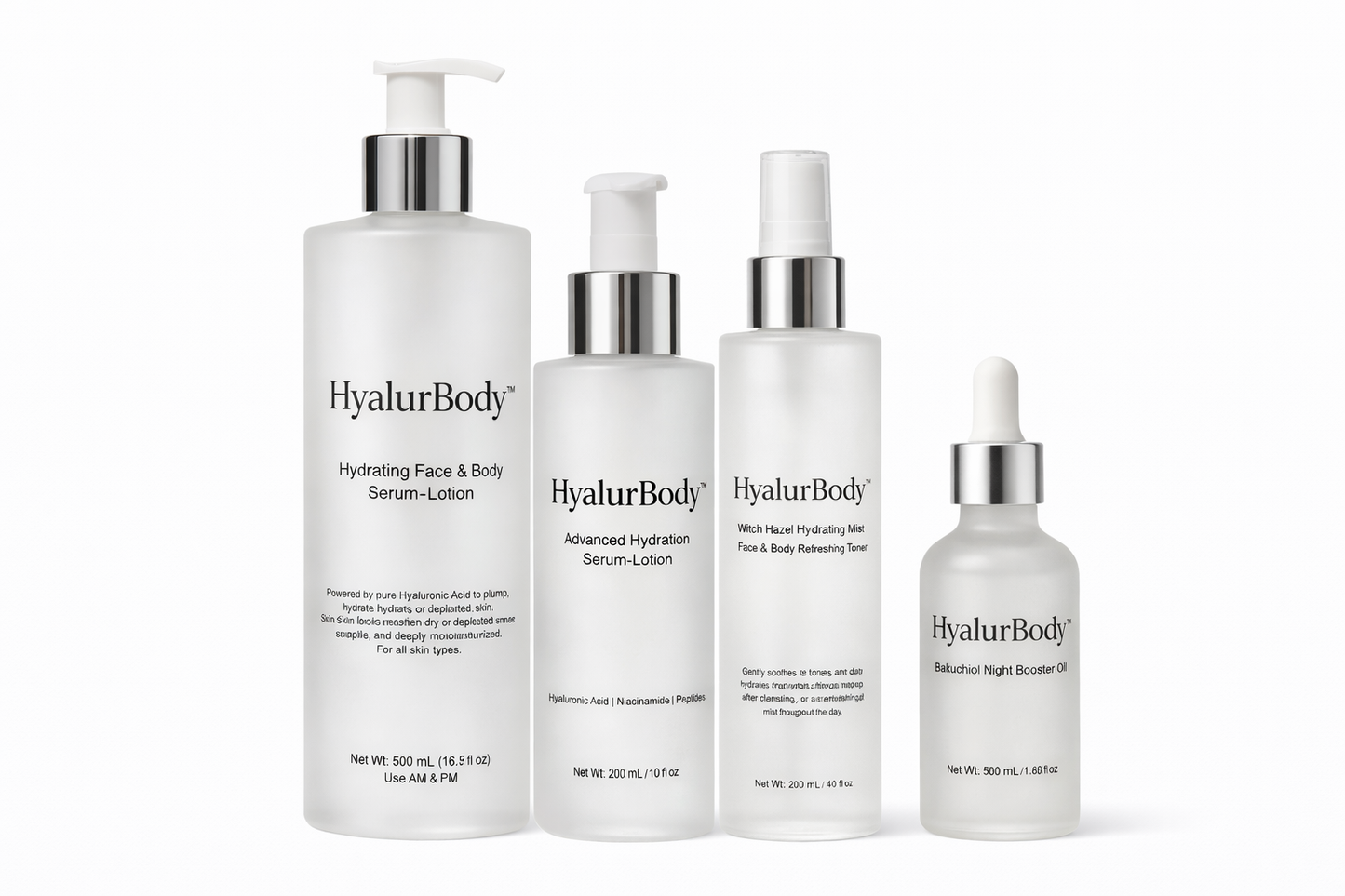 HyalurBody™ Complete Hydration Routine Bundle | Mist + Serums + Night Oil